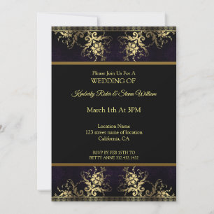 Gold Flower And Henna Invitation