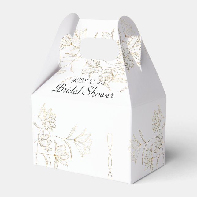 Gold Flower Bridal Shower Favour Box (Front Side)