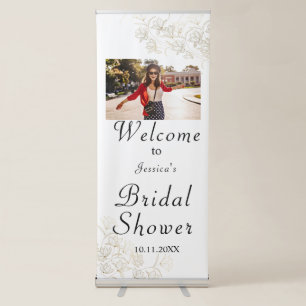 Gold Flower Bridal Shower PHOTO Retractable Banner
