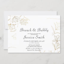 Gold Flower Brunch and Bubbly Invitation