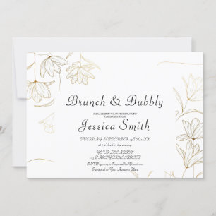 Gold Flower Brunch and Bubbly Invitation