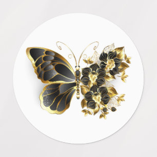 Gold Flower Butterfly with Black Orchid