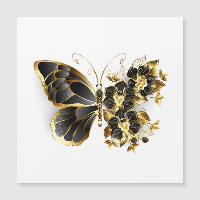 Gold Flower Butterfly with Black Orchid (Front)