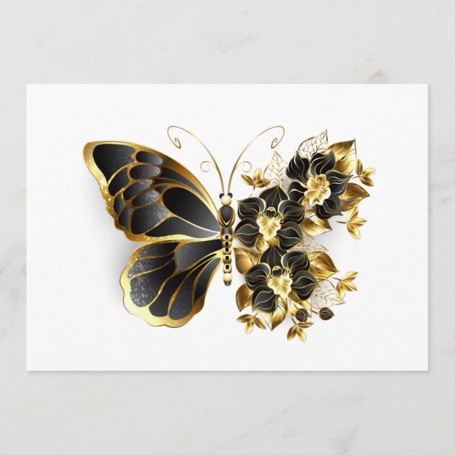 Gold Flower Butterfly with Black Orchid Advice Card (Front)