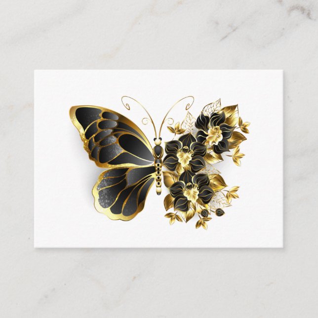 Gold Flower Butterfly with Black Orchid Advice Card (Front)