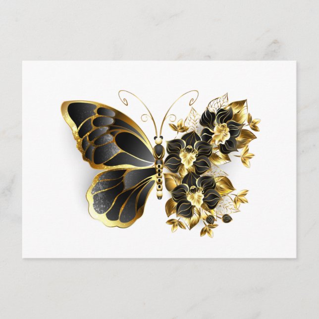 Gold Flower Butterfly with Black Orchid Advice Card (Front)