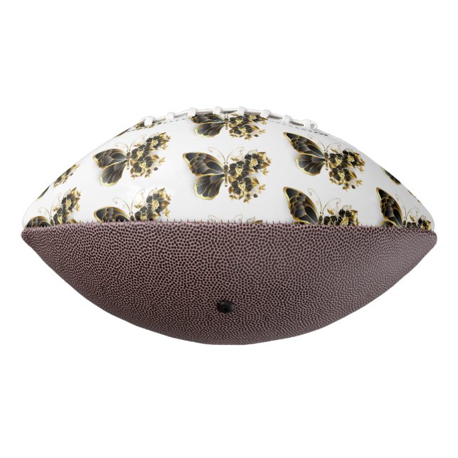 Gold Flower Butterfly with Black Orchid American Football (Rotated 270)