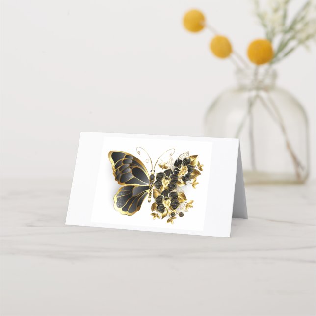 Gold Flower Butterfly with Black Orchid Appointment Card (Front)