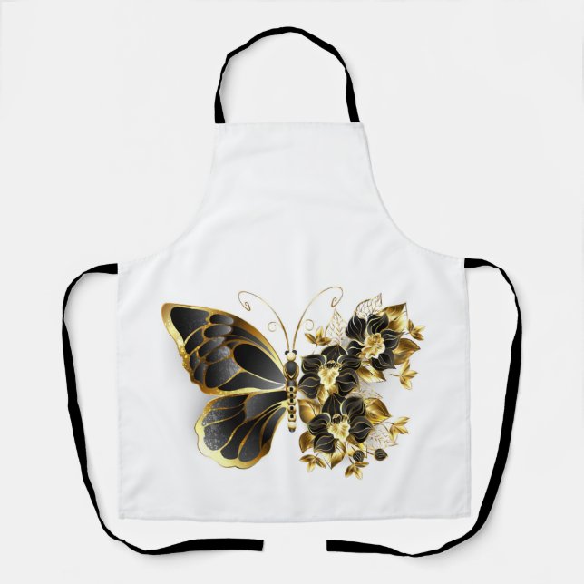 Gold Flower Butterfly with Black Orchid Apron (Front)