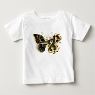 Gold Flower Butterfly with Black Orchid Baby T-Shirt