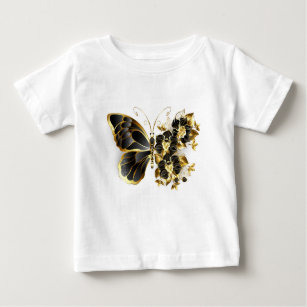 Gold Flower Butterfly with Black Orchid Baby T-Shirt