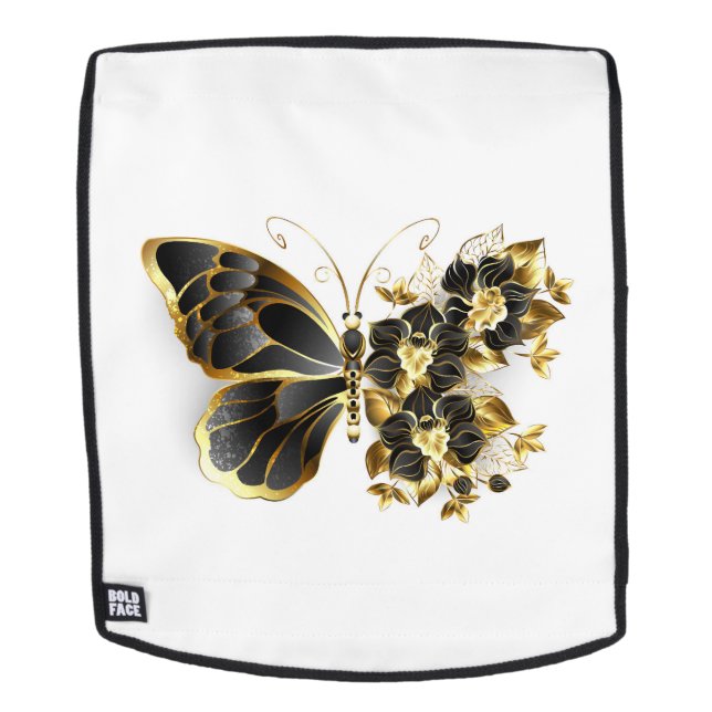 Gold Flower Butterfly with Black Orchid Backpack (Removable Face)