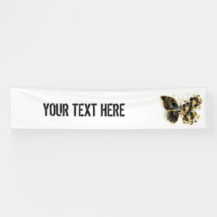 Gold Flower Butterfly with Black Orchid Banner