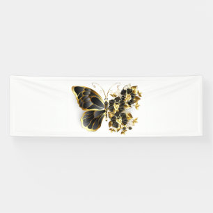 Gold Flower Butterfly with Black Orchid Banner