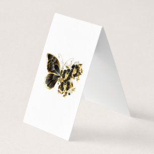 Gold Flower Butterfly with Black Orchid Business Card