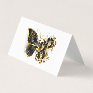 Gold Flower Butterfly with Black Orchid Business Card