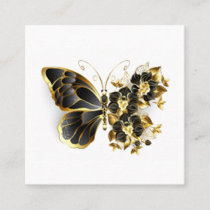 Gold Flower Butterfly with Black Orchid Calling Card