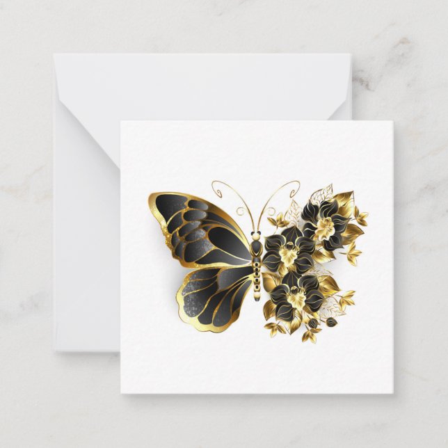 Gold Flower Butterfly with Black Orchid Card (Front)