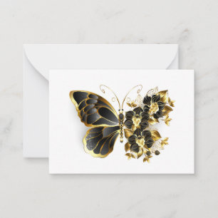 Gold Flower Butterfly with Black Orchid Card