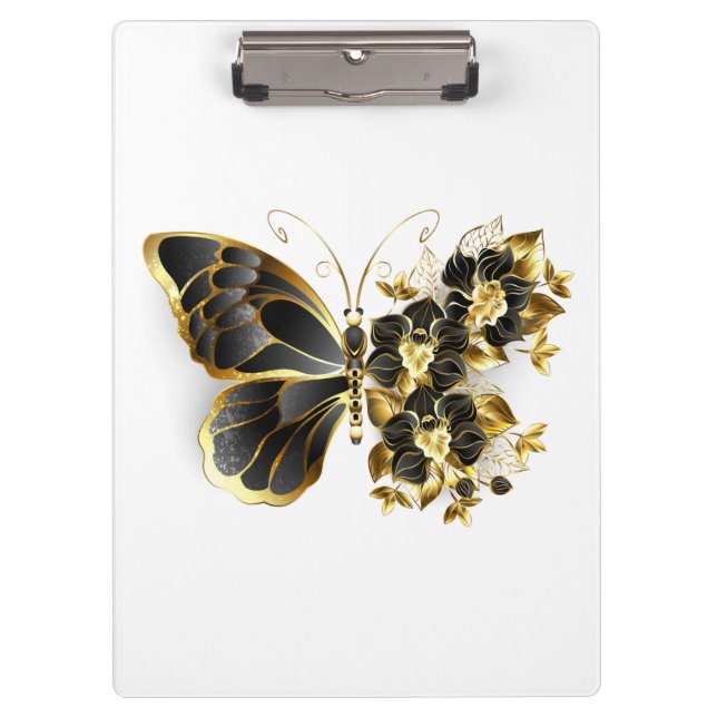 Gold Flower Butterfly with Black Orchid Clipboard (Front)