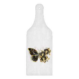 Gold Flower Butterfly with Black Orchid Cutting Board