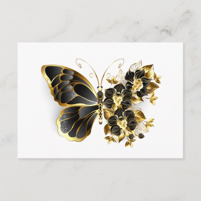 Gold Flower Butterfly with Black Orchid Enclosure Card (Front)