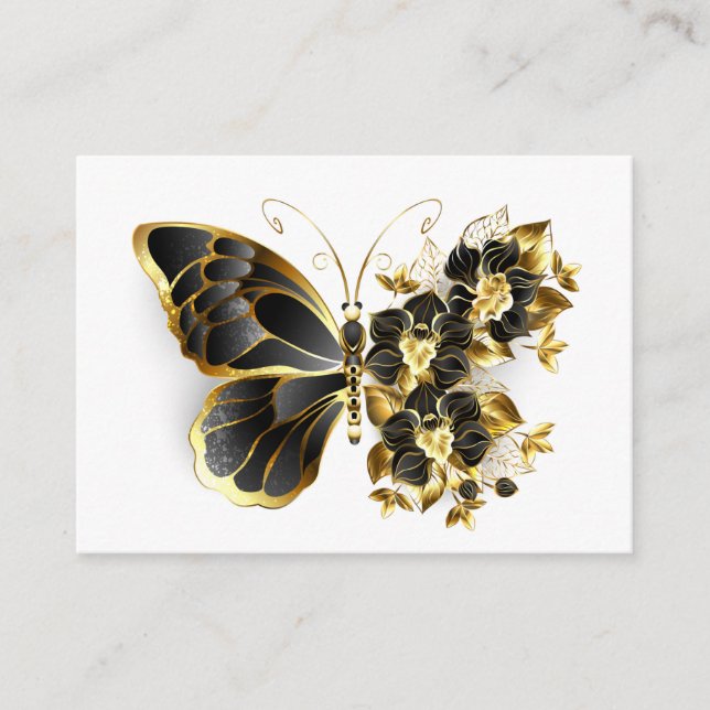 Gold Flower Butterfly with Black Orchid Enclosure Card (Front)