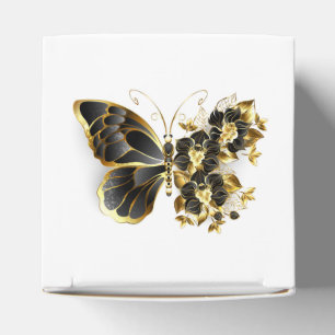 Gold Flower Butterfly with Black Orchid Favour Box