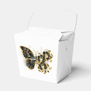 Gold Flower Butterfly with Black Orchid Favour Box