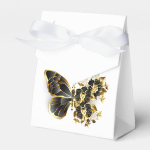 Gold Flower Butterfly with Black Orchid Favour Box