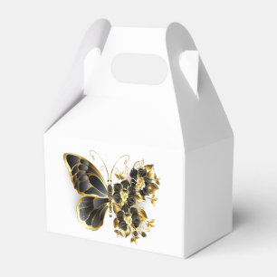 Gold Flower Butterfly with Black Orchid Favour Box