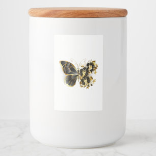 Gold Flower Butterfly with Black Orchid Food Label