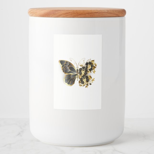 Gold Flower Butterfly with Black Orchid Food Label (Front)