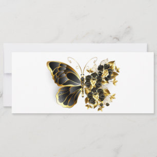 Gold Flower Butterfly with Black Orchid Holiday Card