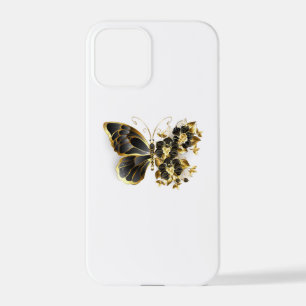 Gold Flower Butterfly with Black Orchid iPhone 12 Pro Case