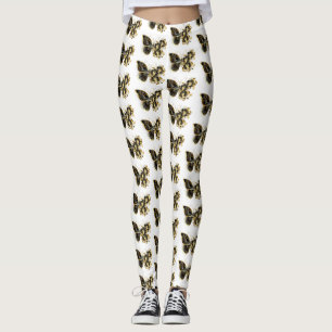Gold Flower Butterfly with Black Orchid Leggings