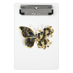 Gold Flower Butterfly with Black Orchid Mini Clipboard