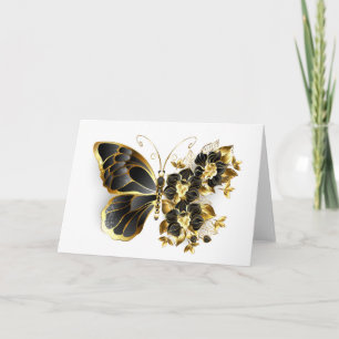 Gold Flower Butterfly with Black Orchid Note Card