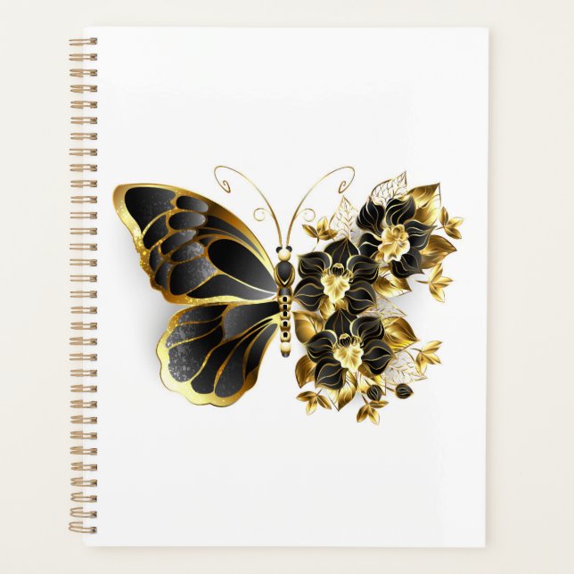 Gold Flower Butterfly with Black Orchid Planner (Front)