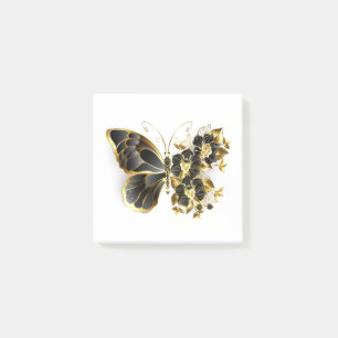 Gold Flower Butterfly with Black Orchid Post-it Notes