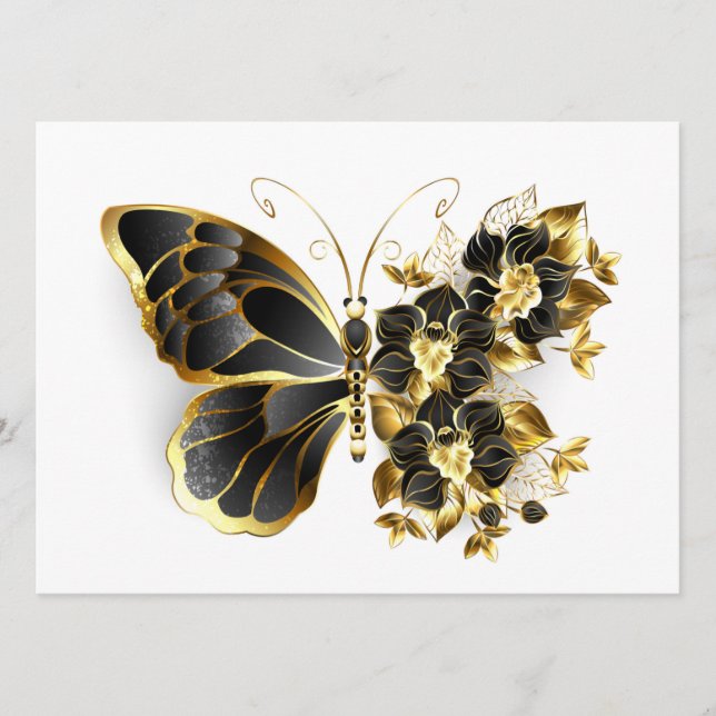 Gold Flower Butterfly with Black Orchid Programme (Front)