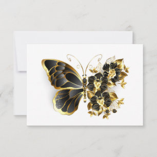 Gold Flower Butterfly with Black Orchid RSVP Card