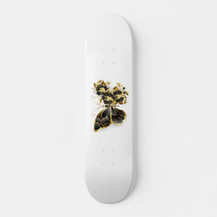 Gold Flower Butterfly with Black Orchid Skateboard