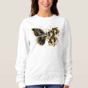 Gold Flower Butterfly with Black Orchid Sweatshirt