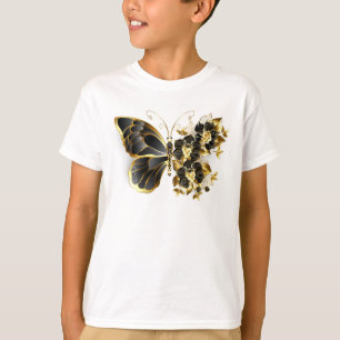 Gold Flower Butterfly with Black Orchid T-Shirt