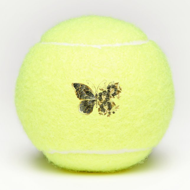 Gold Flower Butterfly with Black Orchid Tennis Balls (Front)