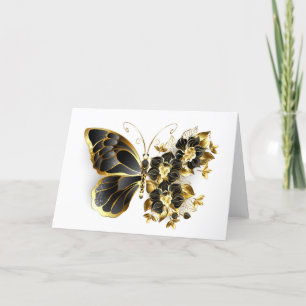 Gold Flower Butterfly with Black Orchid Thank You Card