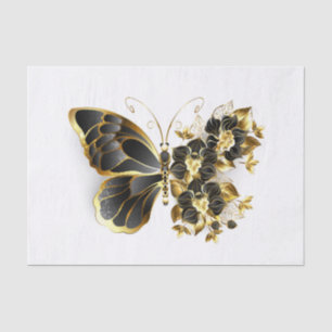 Gold Flower Butterfly with Black Orchid Tissue Paper
