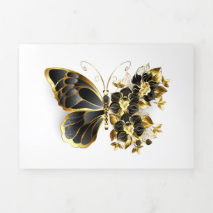 Gold Flower Butterfly with Black Orchid Tri-Fold Programme