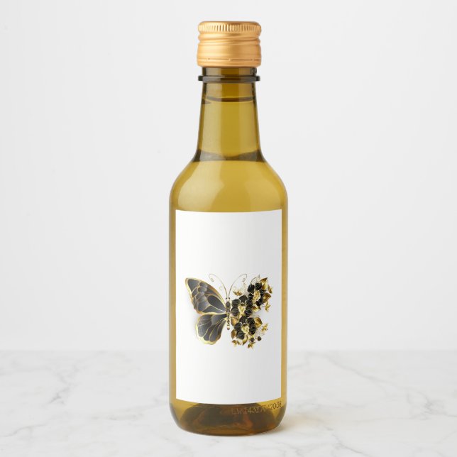 Gold Flower Butterfly with Black Orchid Wine Label (Front)